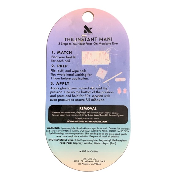 Olive & June Instant Mani Press-On Nails Square Medium Slam Dunk Turquoise NWT - Picture 6 of 6